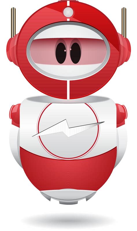 Cartoon Red Robot With Lightning Sign On Chest 9875662 Vector Art At