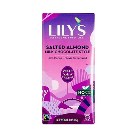 Lily S Sweets Salted Almond Milk Chocolate Bar 40 Cocoa 85g Healthy Options