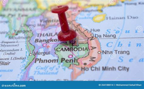 A Elegant Slide Animation Of Push Pin Pointing Geographic Area Cambodia