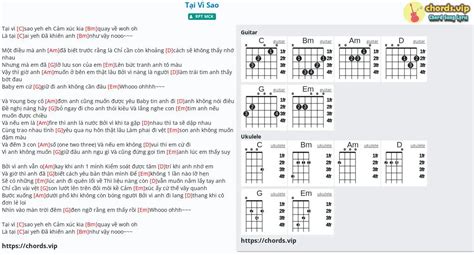 Hợp âm Tại Vì Sao Cảm âm Tab Guitar Ukulele Lời Bài Hát Chordsvip