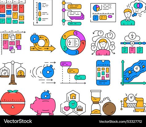 Time Management Schedule Task Icons Set Royalty Free Vector