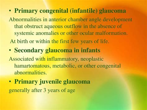 The Congenital Developmental Glaucomas Ppt Download