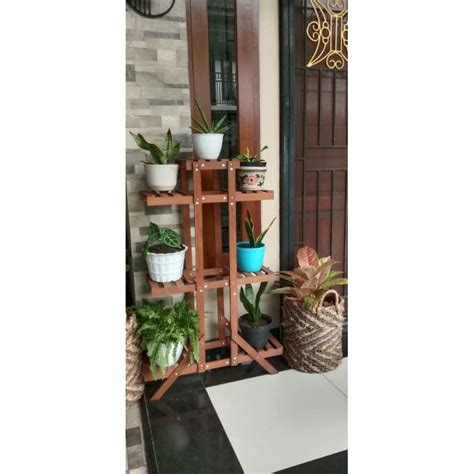 Jual Rak Tanaman Kayu Ulin Model Simpel Dan Keren Shopee Indonesia