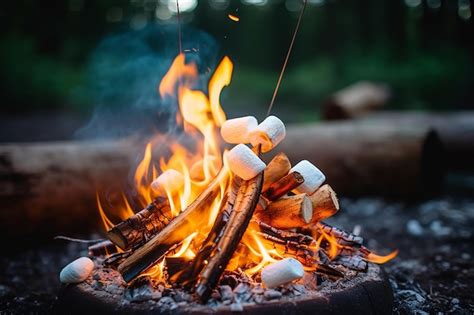 Premium Ai Image Roasted Marshmallows Over Campfire Flames