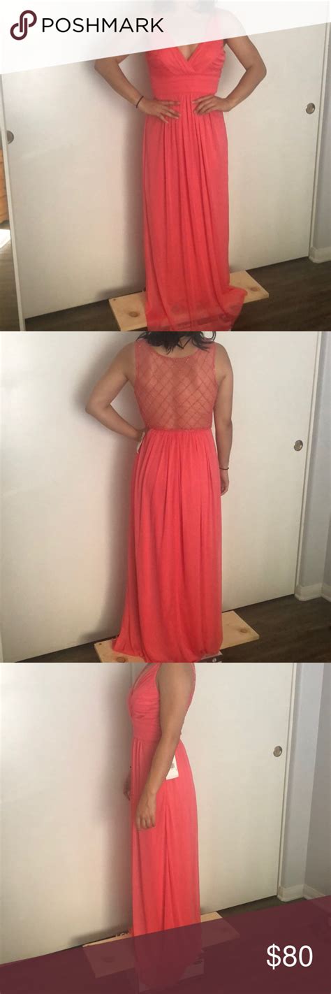 Salmon Colored Prom Dress With Beaded Back Detail Salmon Colored Prom Dress Floor Length Prom