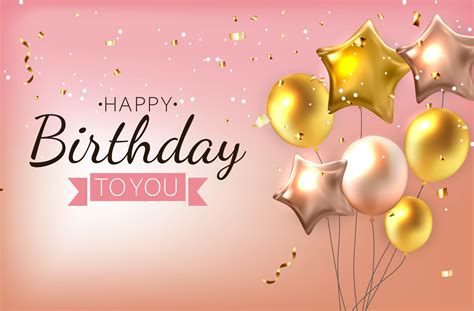 Color Glossy Happy Birthday Balloons Banner Background Vector