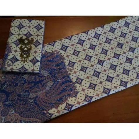 Jual Kain Batik Solo Merak Kembar Kawung Biru Shopee Indonesia