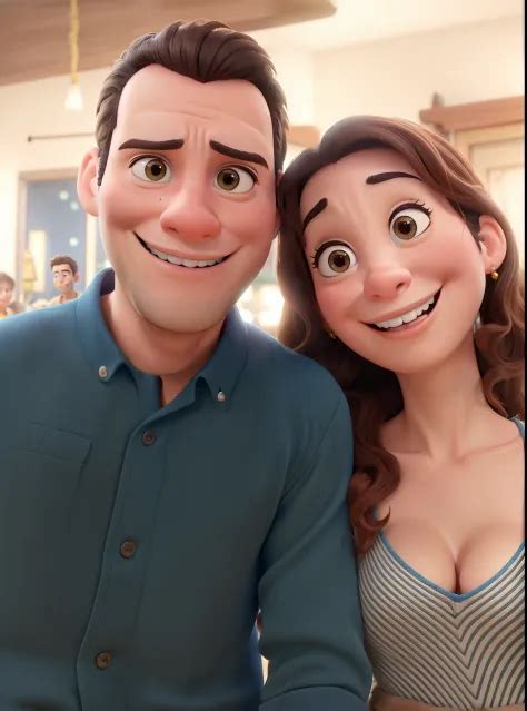 Una pareja en gran calidad y definición al estilo de Disney pixar