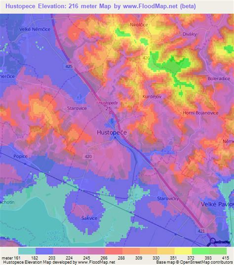 Elevation Of Hustopece Czech Republic Elevation Map Topography Contour