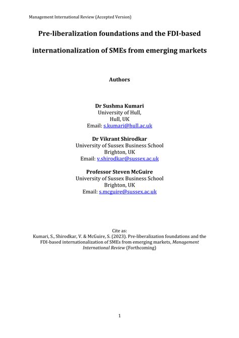 Pdf Pre Liberalization Foundations And The Fdi Based