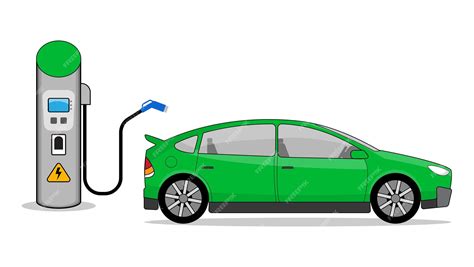 Premium Vector Illustration Of An Electric Car Being Charged At A