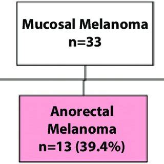 Flow diagram showing mucosal melanoma subdivided by anatomical site of ...