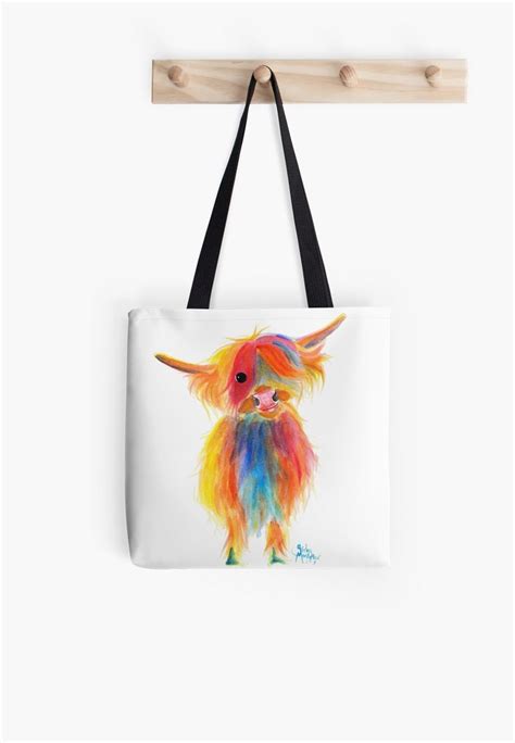 Scottish Highland Cow Print Angel By Shirley Macarthur Tote Bag