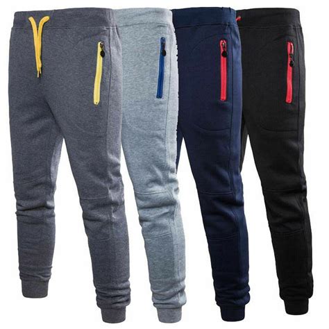 Men Slim Fit Tracksuit Bottom Skinny Jogging Jogger Trouser Gym Sport Sweat Pant