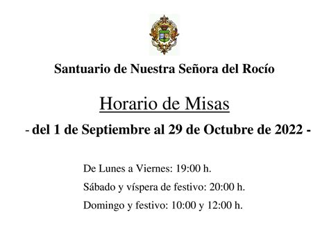 A Partir Del 1 De Septiembre 2022 Este Es El Nuevo Horario De Misas En