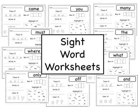 Free Sight Words Activities For Kids Worksheets Library