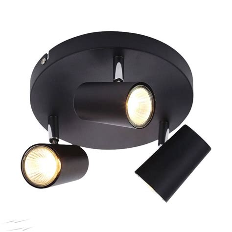 Har Bk Triple Gu Ceiling Spotlight On A Round Base In Black X