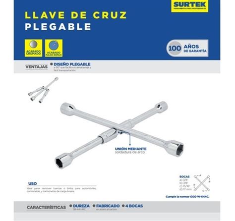 Llave De Cruz Plegable 14 Surtek Para Cambio De Llantas Envío gratis