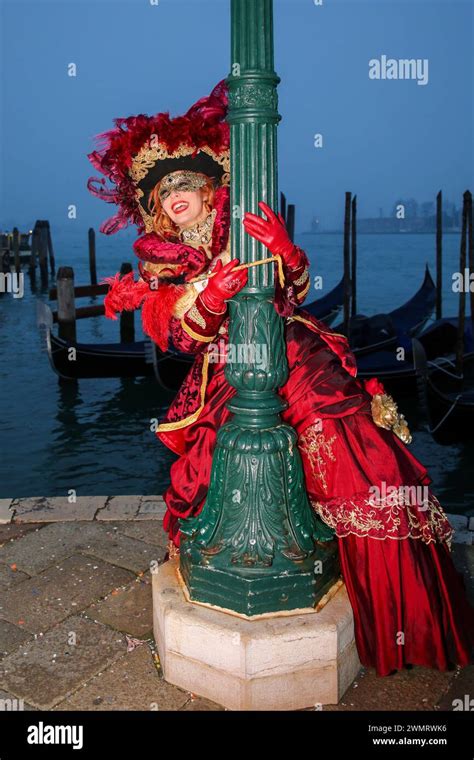 Venice Italy 7th Feb 2024 A Participant Seen Wearing Fancy Costume During Event The Venice