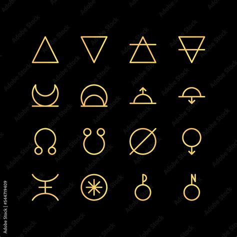 ASTROLOGY ELEMENTS zodiac horoscope thin line label linear design ...