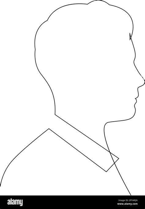 Continuous Single Line Drawing Of Man Profile View On White Background