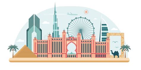 Travel Dubai City Skyline Web Banner Stock Vector Illustration Of