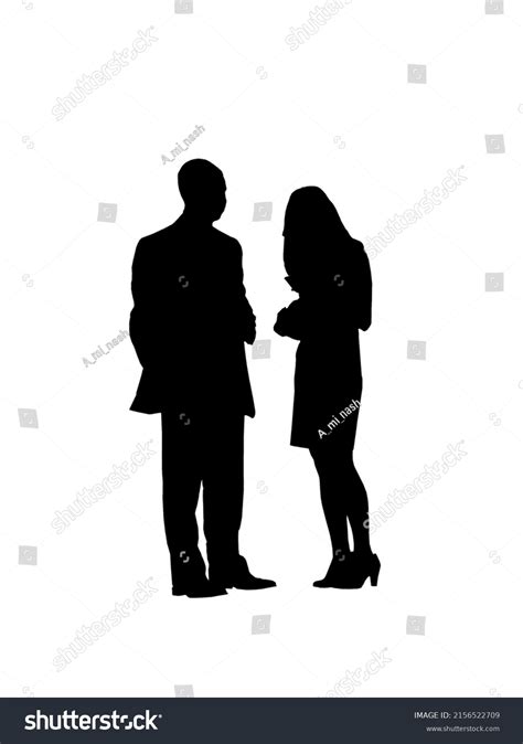 Silhouettes Two People Silhouette Two Talking Stock Vector (Royalty ...