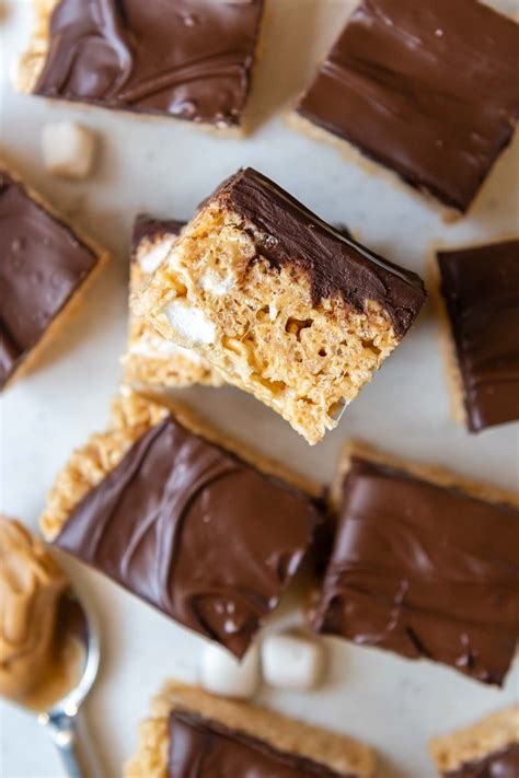 Chocolate Peanut Butter Rice Krispie Treats Easy Soft And Gooey