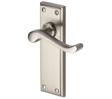 Heritage Brass Edwardian Satin Nickel Door Handles W3200 Sn Sold In Pairs From Door Handle