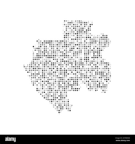 Abstract Dotted Black And White Halftone Effect Vector Map Of Gabon