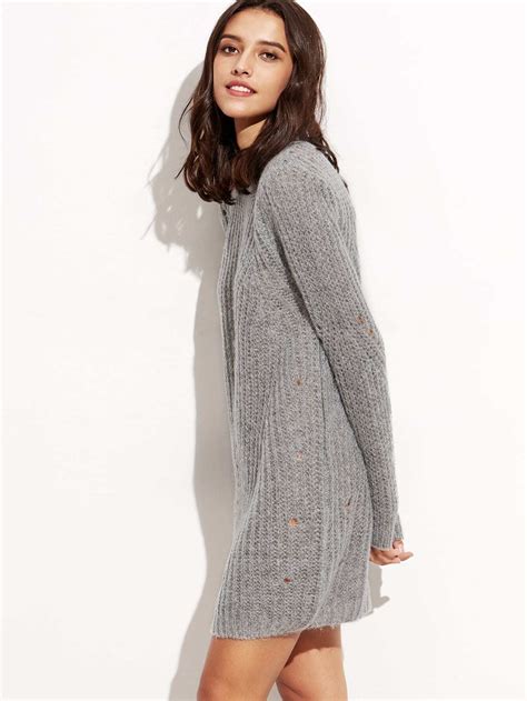 Robe Pull Manche Longue Gris French Shein Sheinside