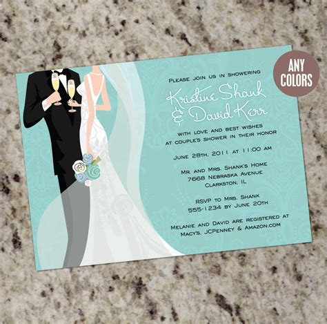 Bride & Groom Bridal Shower Invitations in Any Color Scheme - Etsy