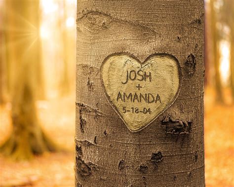 Custom Mother S Day Gift Heart And Names Carved In Tree Etsy