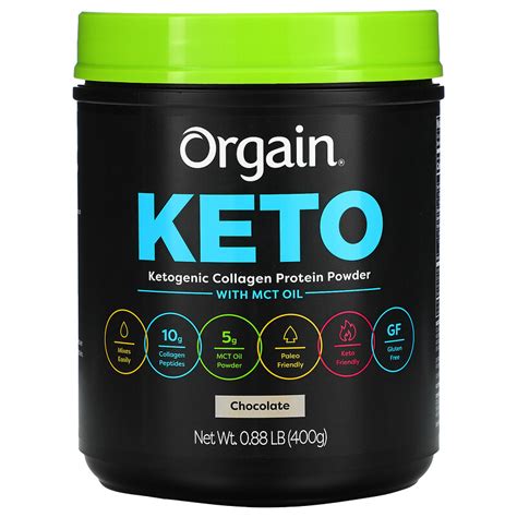 Orgain Keto Ketogenic Collagen Protein Powder With Mct Oil Chocolate