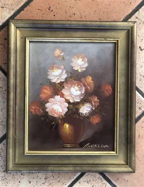 Robert Lox Original Signed Oil Painting Floral Still Life Framed Canvas