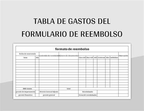 Plantilla De Formato Excel Tabla De Gastos Del Formulario De Reembolso