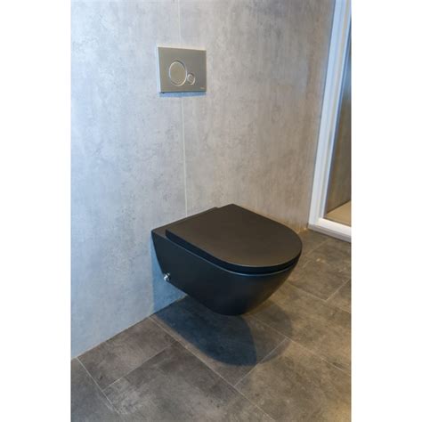 D Neo Toilet Wall Mounted Rimless With Douche And Soft Close Seat And Cover Black Duravit