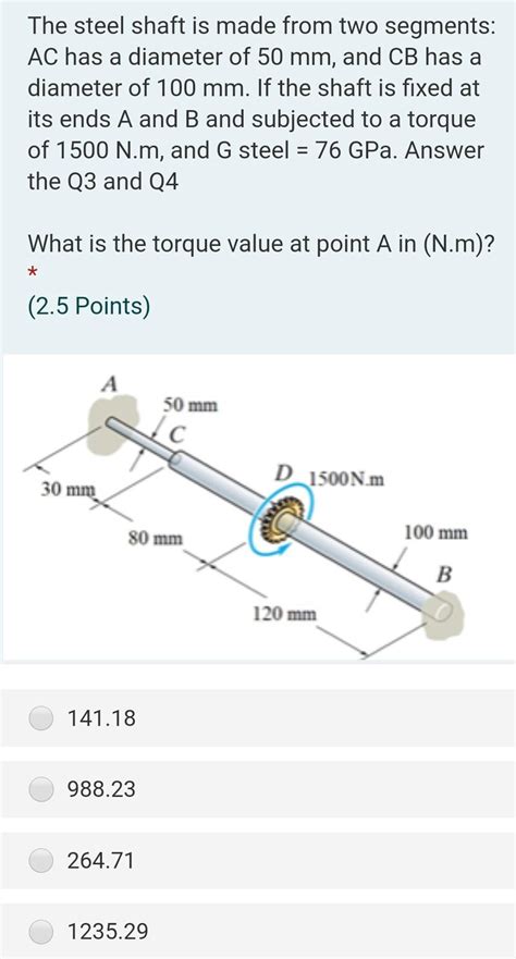 Solved The Steel Shaft Is Made From Two Segments Ac Has A Chegg