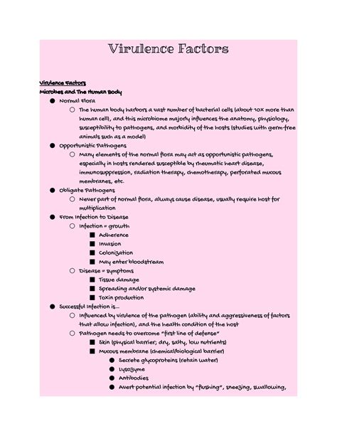 Virulence Factors Class Lecture Notes Virulence Factors Virulence