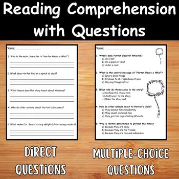 Horton Hears A Who Reading Comprehension Passage Questions Dr