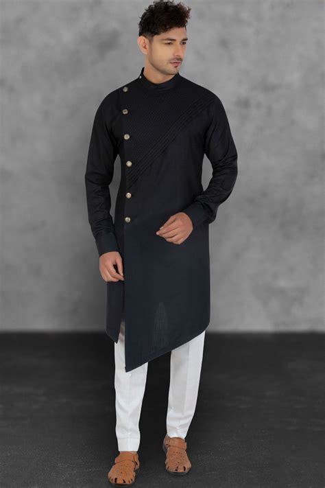 Buy Black Kurta Pajama For Men For Eid Festival Online Mkpv0538