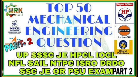 2 MECHANICAL ENGINEERING QUESTION AND ANSWER TEST FOR SSC JE ISRO SAIL