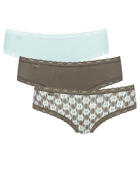 Sloggi 24 7 Weekend H Hipster Βαμβακερά Slip 3Pack με Δαντέλα Turquoise