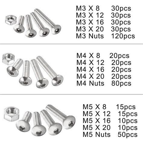 Pcs Bolts Nuts Combination Set Stainless Steel M M M Bolts