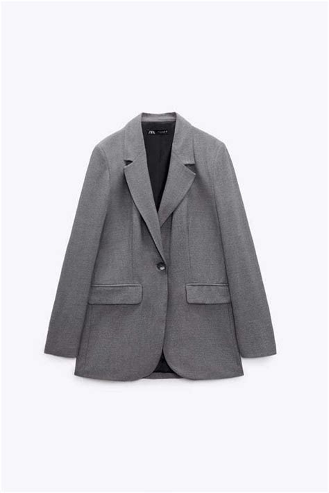 Blazer Gris Recta Oversize Cuello Solapa De Zara 5595 Euros 5