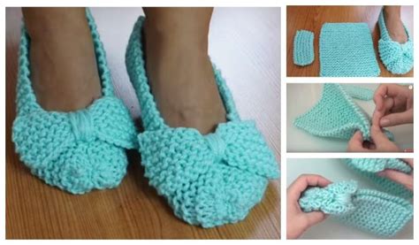 Knit Easiest House Slippers From Square Free Knitting Pattern Crochet