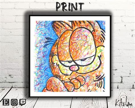 Garfield Art Garfield Garfield Drawing Garfield Art Print Etsy