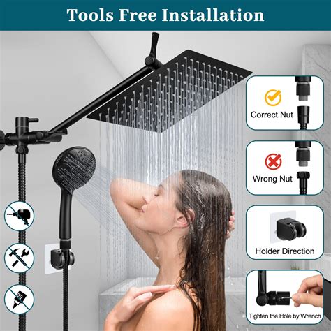 Rain Shower Head With Handheld Spray Lanhado 10 Matte Black Shower