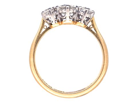 18ct Gold Platinum Three Stone Diamond Ring The Antique Jewellery