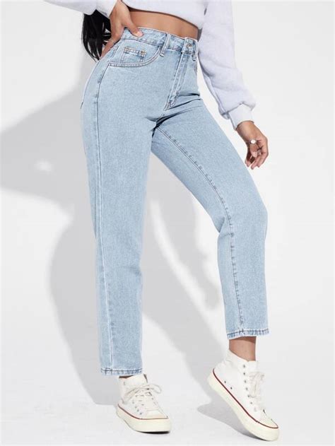 Shein High Waist Straight Leg Jeans Shein Uk